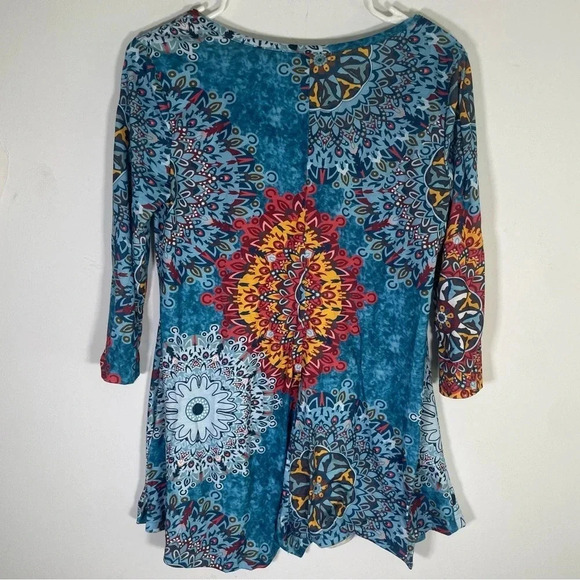 Nandashe Women’s Size Medium Geo Print Long Sleeve Blouse - Picture 6 of 7